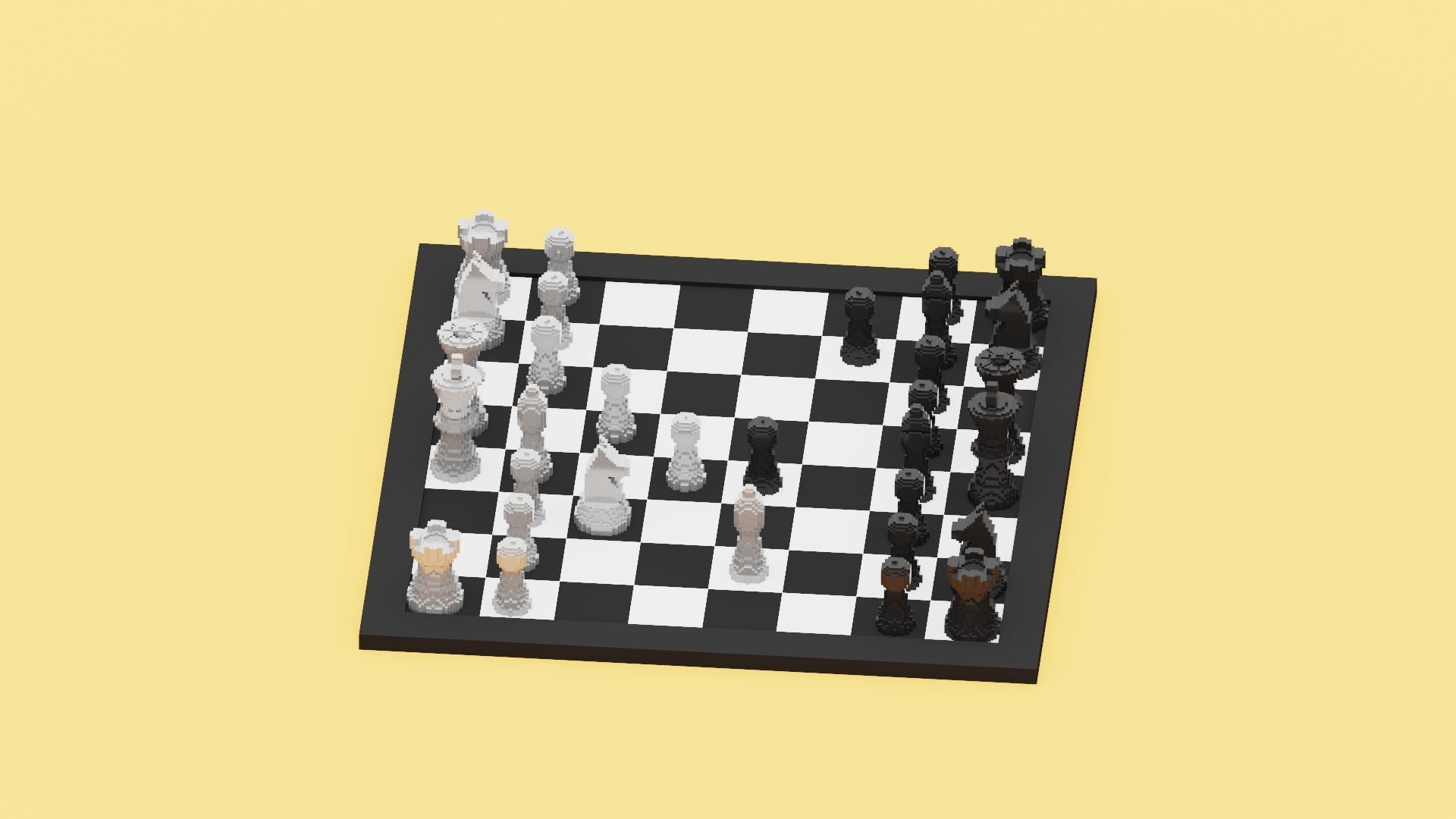 Voxel Chess Low-poly 3D model_17