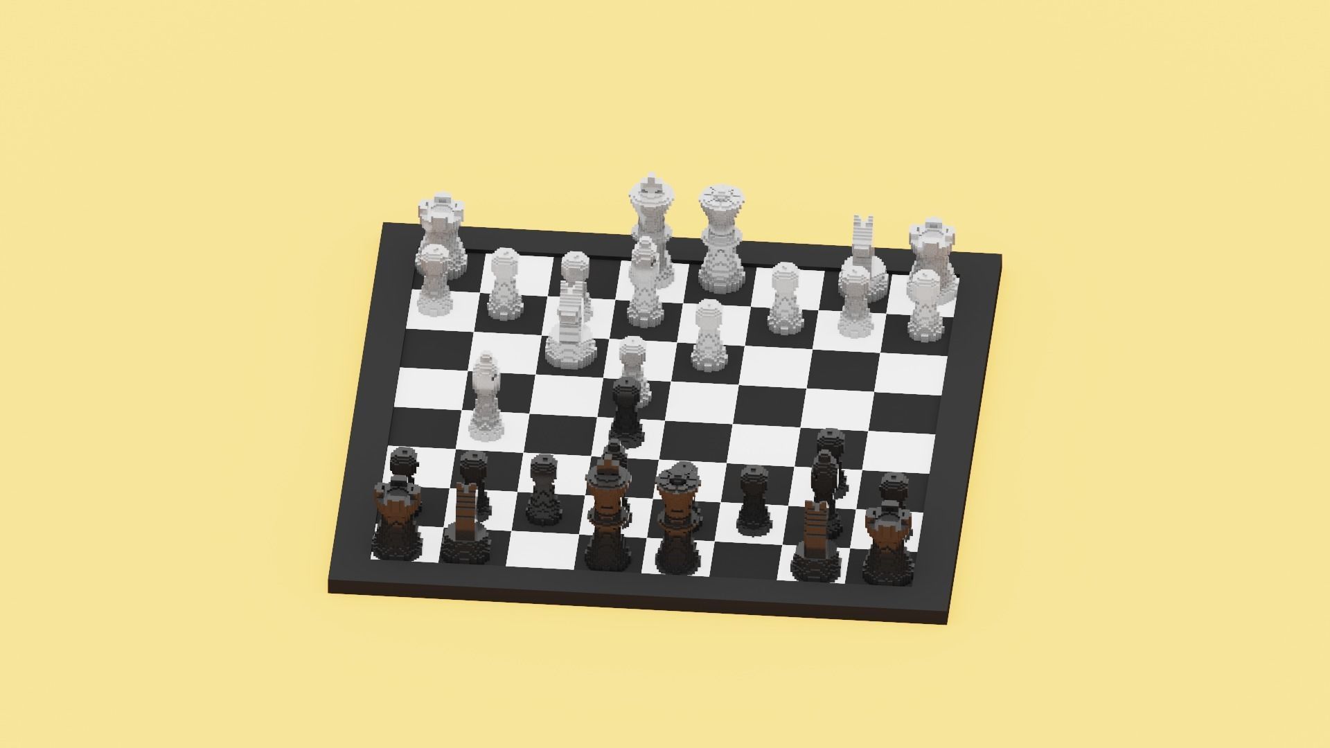Voxel Chess Low-poly 3D model_20