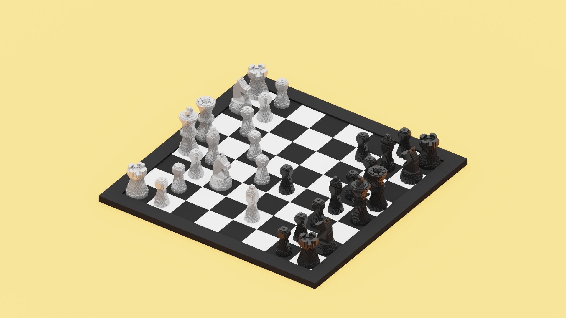 Voxel Chess Low-poly 3D model_18