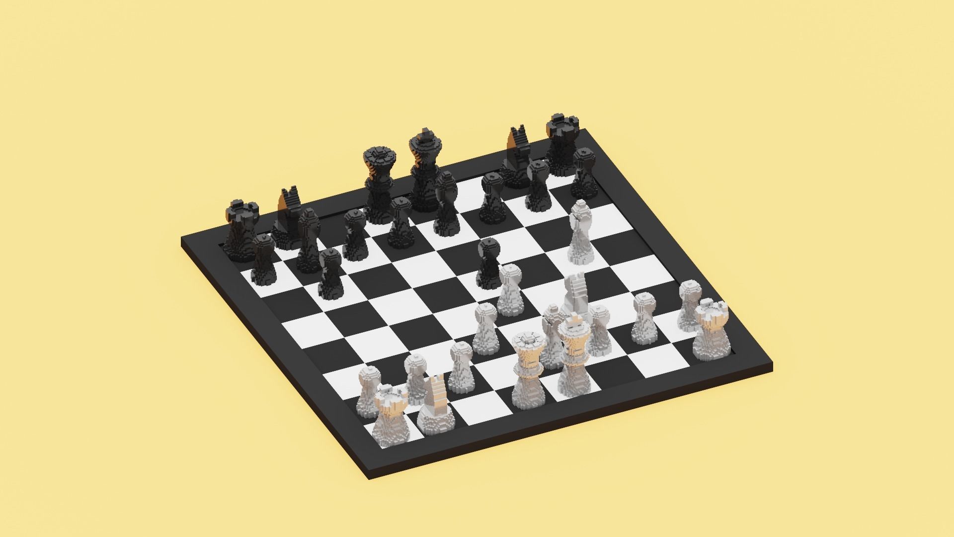 Voxel Chess Low-poly 3D model_13