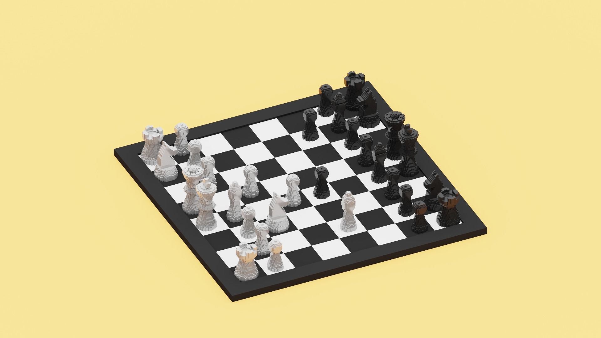 Voxel Chess Low-poly 3D model_16