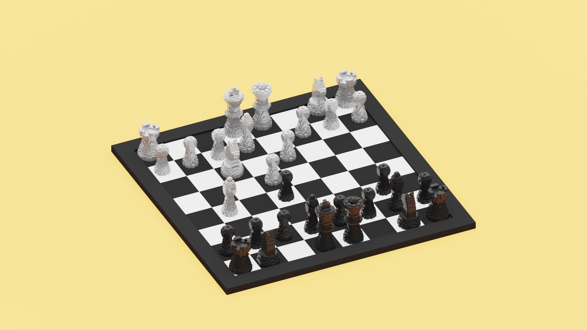 Voxel Chess Low-poly 3D model_19