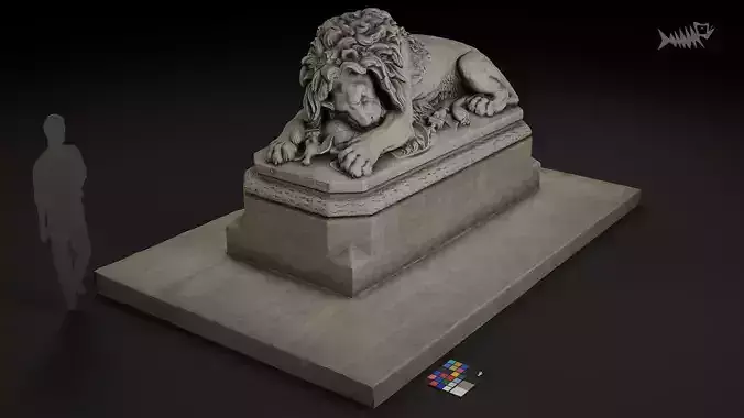 Lion Statue E PBR 4K Free low-poly 3D model