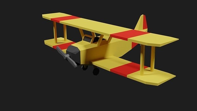 Lowpoly Airplane biplane Low-poly 3D model