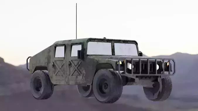 war green low-poly Humvee ORM for unreal UE Low-poly 3D model