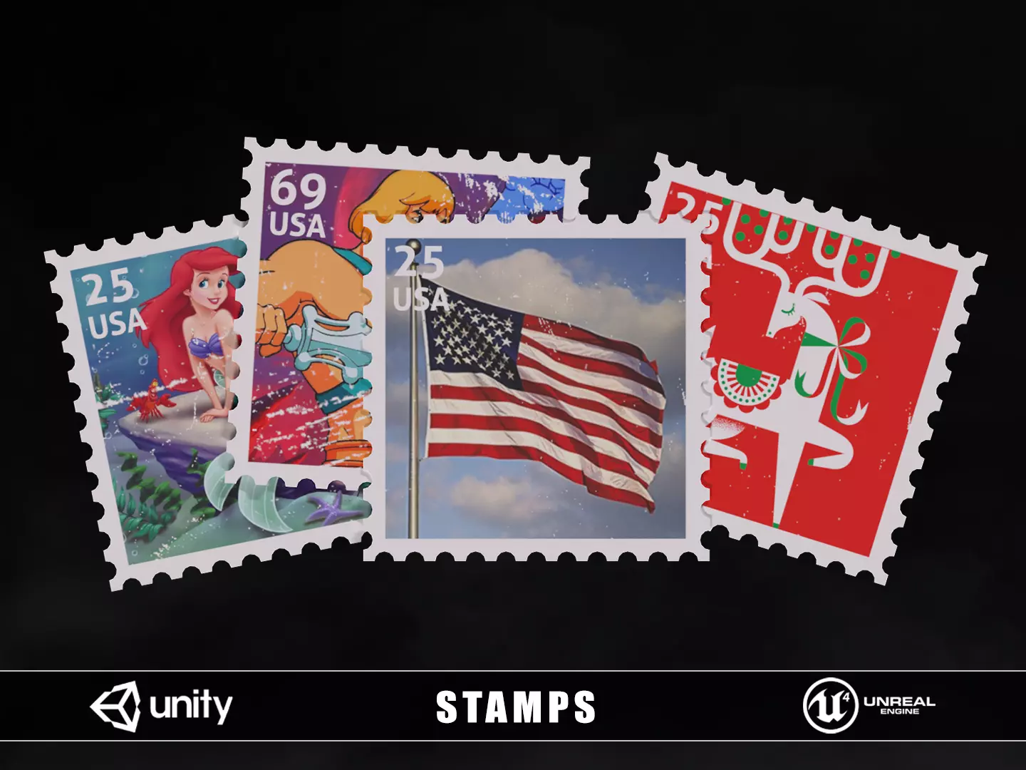 Stamps Low-poly 3D model_0