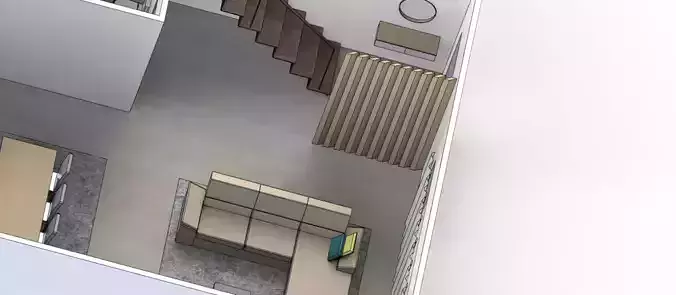 3D Render floor plan of bedroom