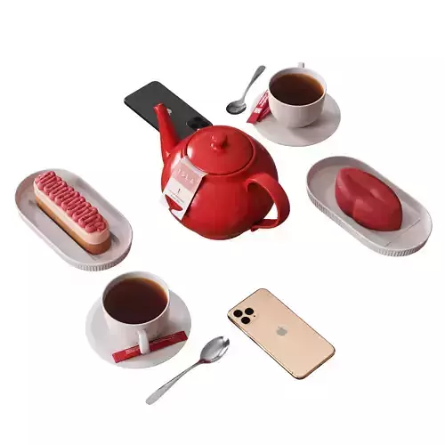 Decorative Set For Cafe Table Set4 3D model