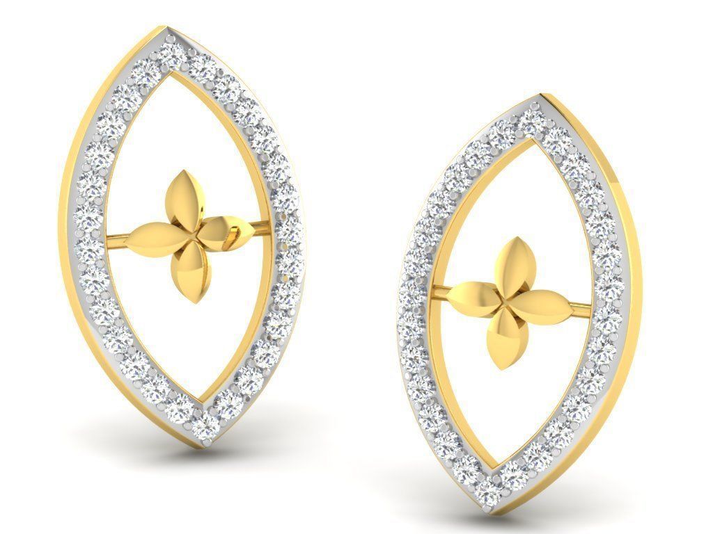 Earrings Collection pair of gold with diamonds 3D print model_93