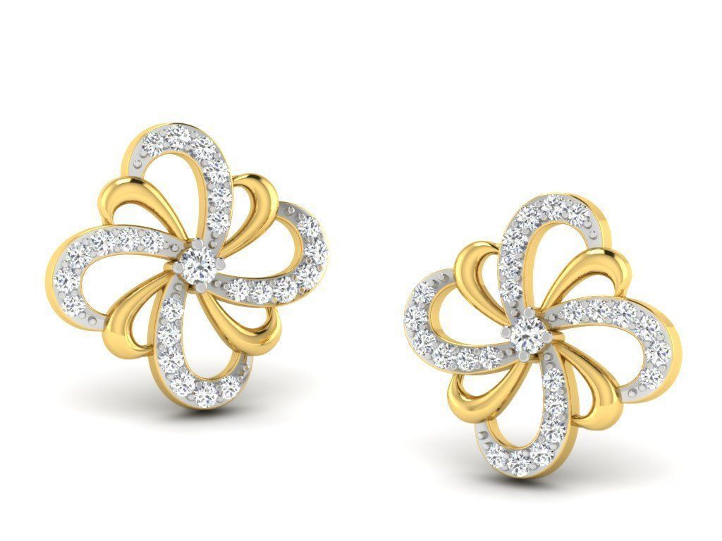 Earrings Collection pair of gold with diamonds 3D print model_52