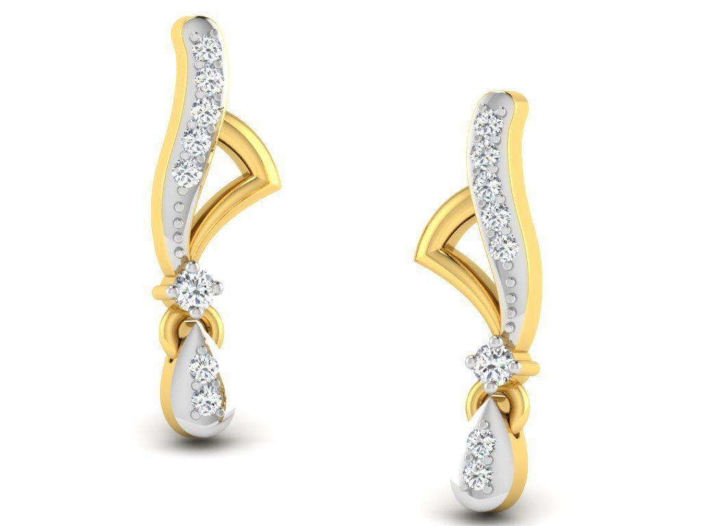 Earrings Collection pair of gold with diamonds 3D print model_29