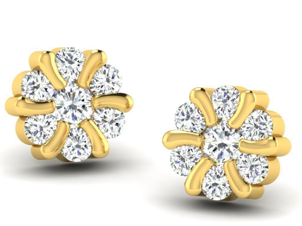 Earrings Collection pair of gold with diamonds 3D print model_83