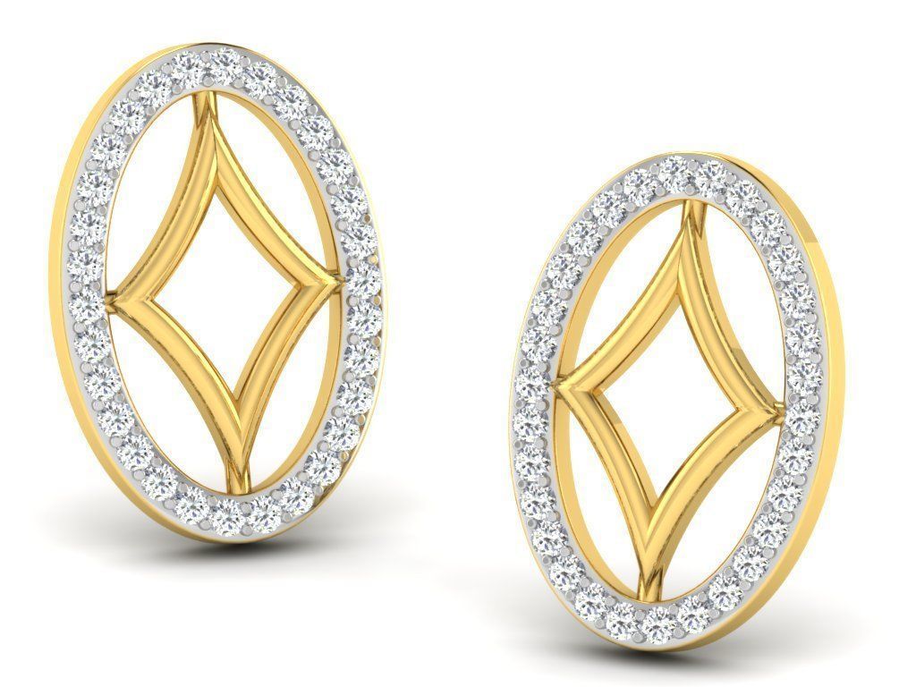 Earrings Collection pair of gold with diamonds 3D print model_94