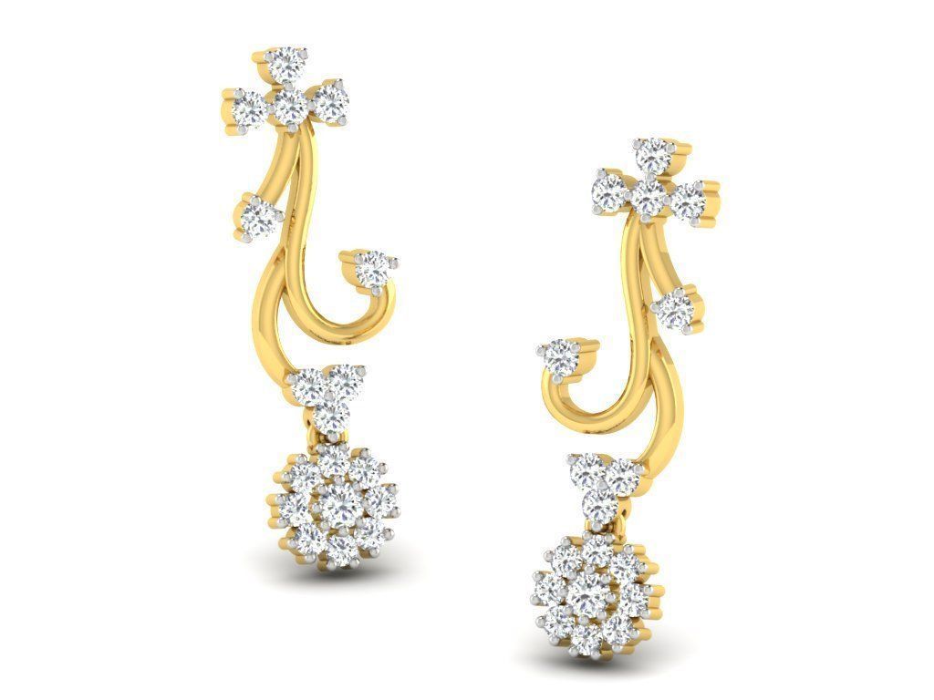 Earrings Collection pair of gold with diamonds 3D print model_23