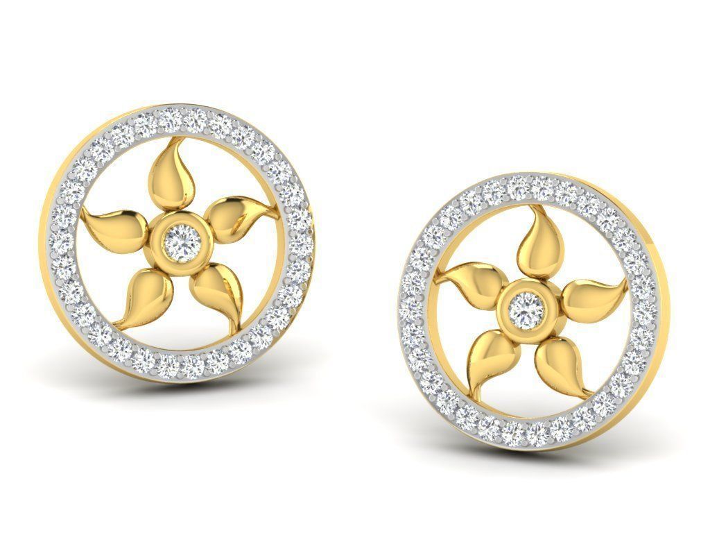 Earrings Collection pair of gold with diamonds 3D print model_51