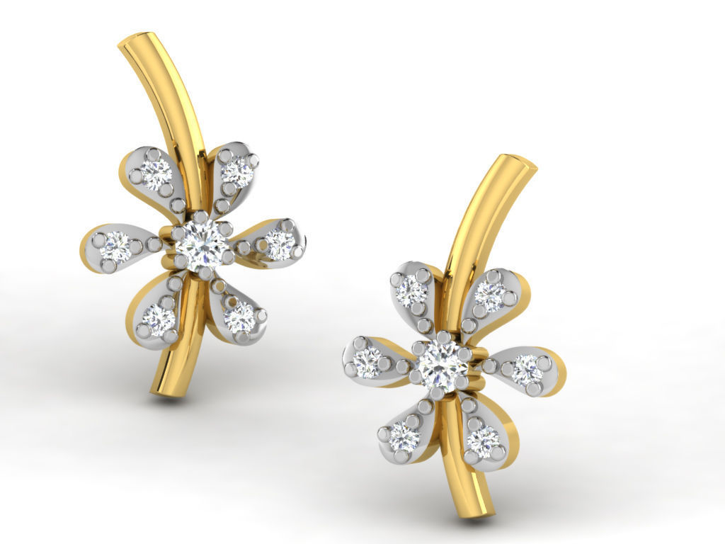 Earrings Collection pair of gold with diamonds 3D print model_66