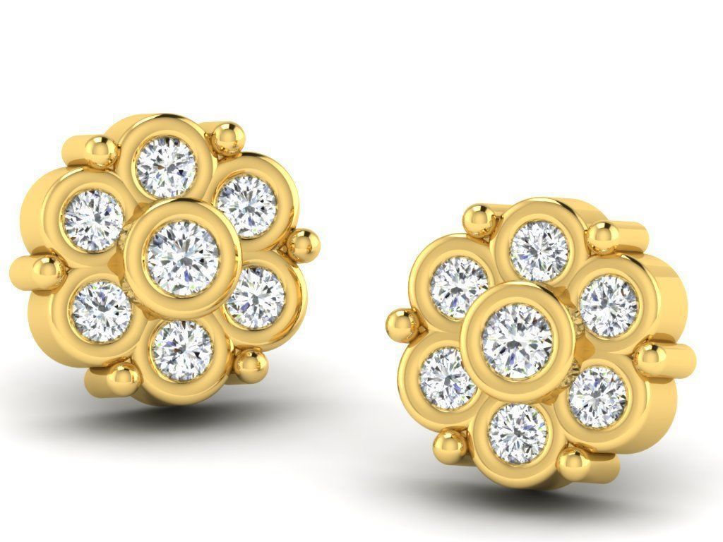 Earrings Collection pair of gold with diamonds 3D print model_37