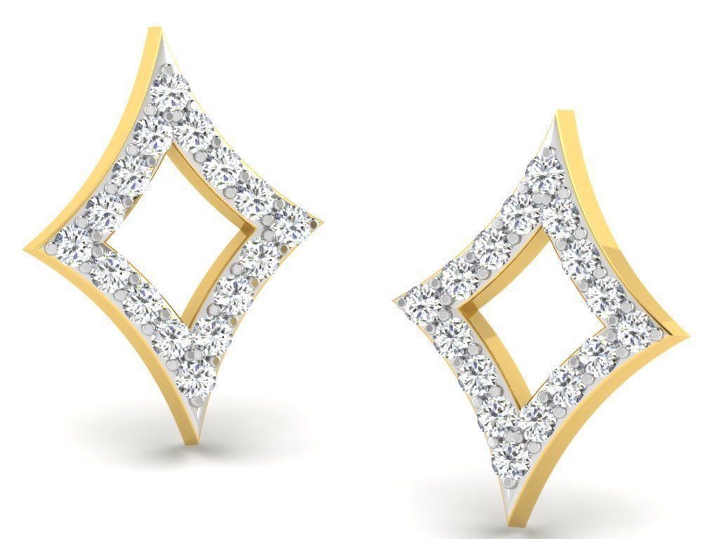 Earrings Collection pair of gold with diamonds 3D print model_73