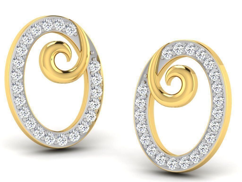 Earrings Collection pair of gold with diamonds 3D print model_75
