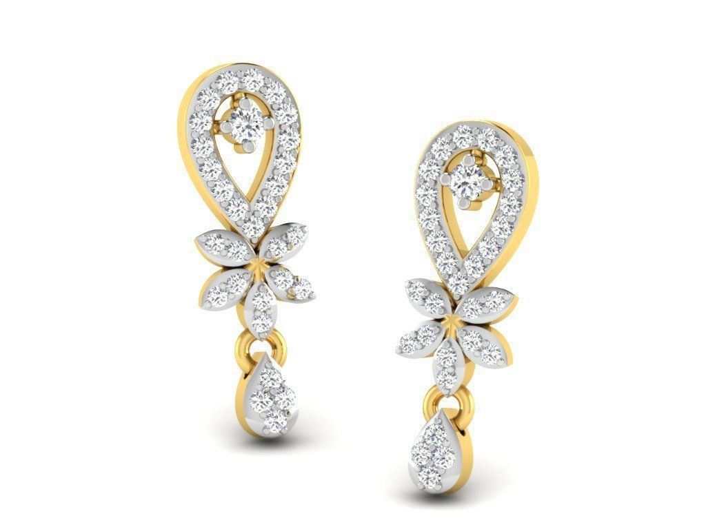 Earrings Collection pair of gold with diamonds 3D print model_59
