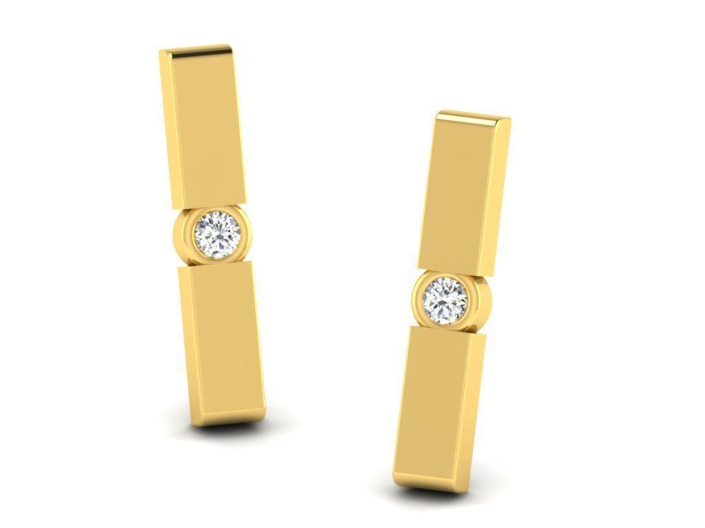 Earrings Collection pair of gold with diamonds 3D print model_15