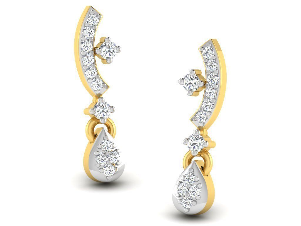 Earrings Collection pair of gold with diamonds 3D print model_26