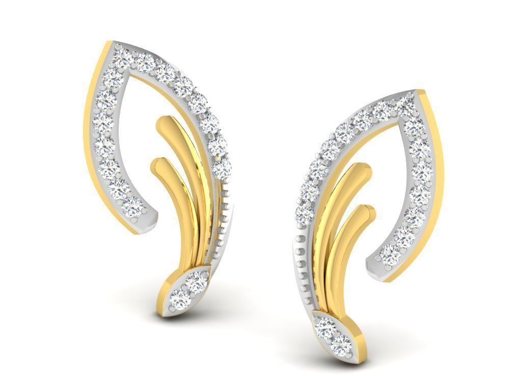 Earrings Collection pair of gold with diamonds 3D print model_89