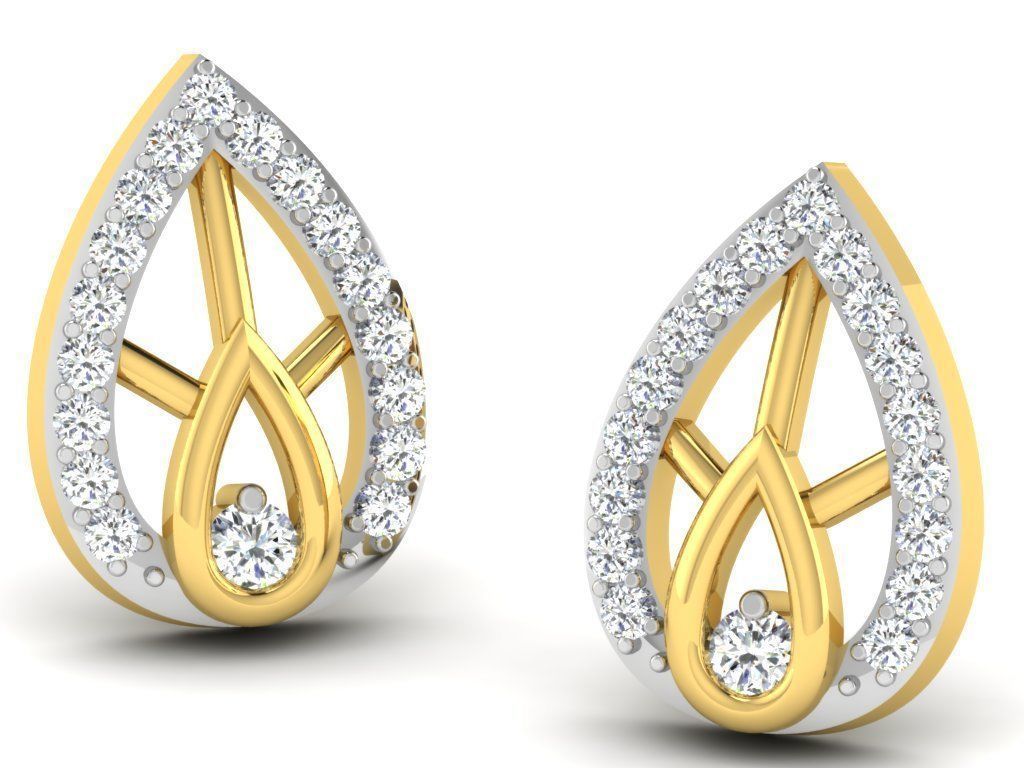Earrings Collection pair of gold with diamonds 3D print model_65
