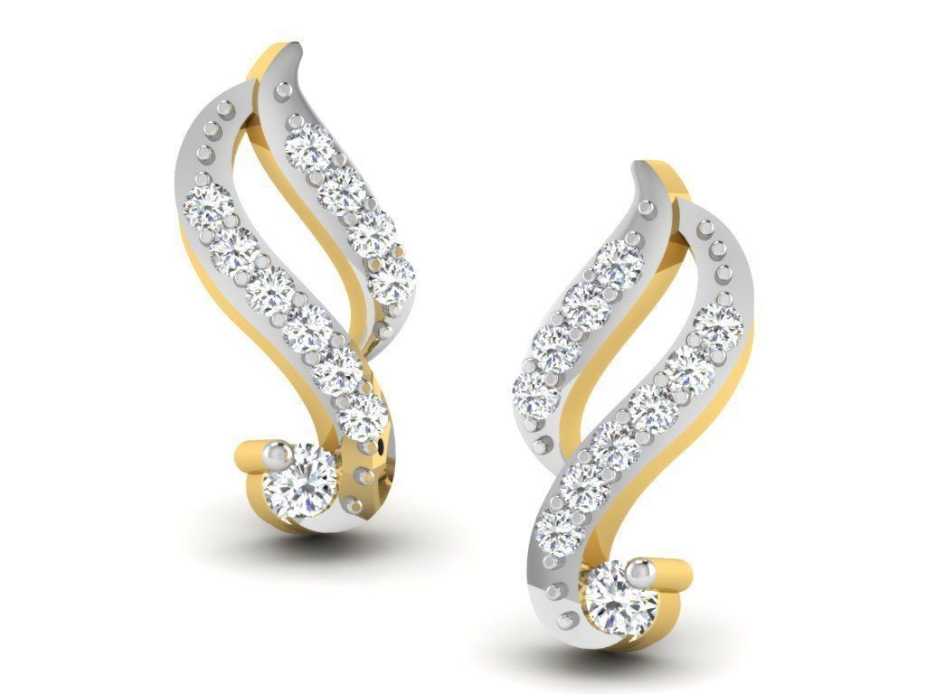 Earrings Collection pair of gold with diamonds 3D print model_35
