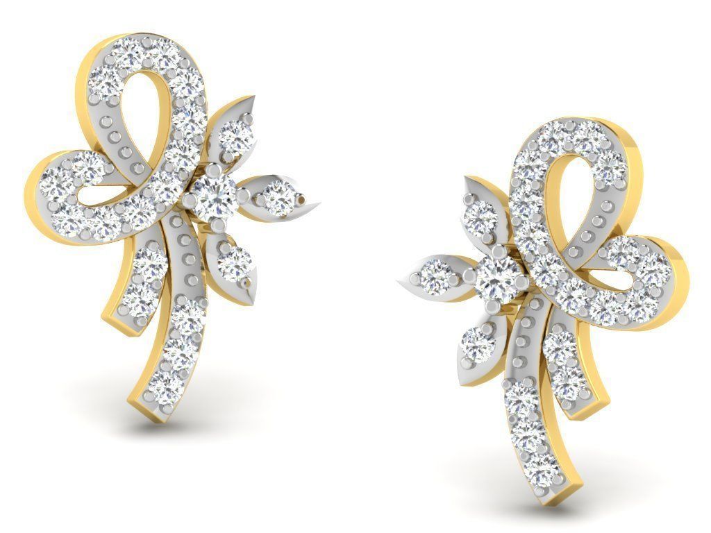 Earrings Collection pair of gold with diamonds 3D print model_67