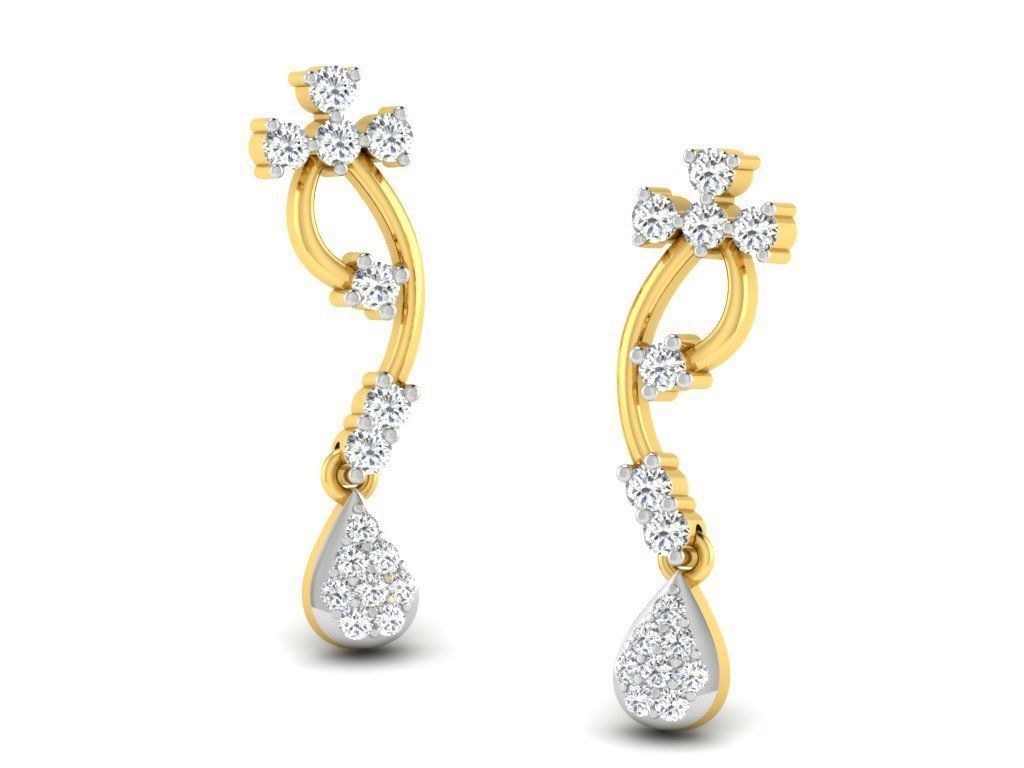 Earrings Collection pair of gold with diamonds 3D print model_21