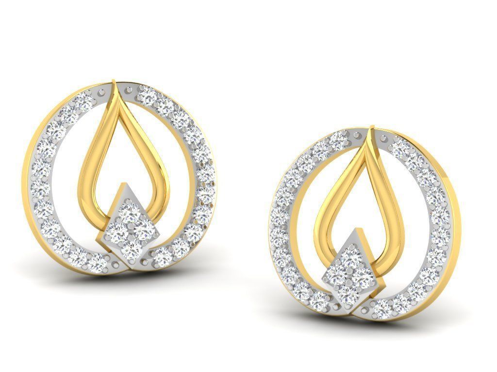 Earrings Collection pair of gold with diamonds 3D print model_72