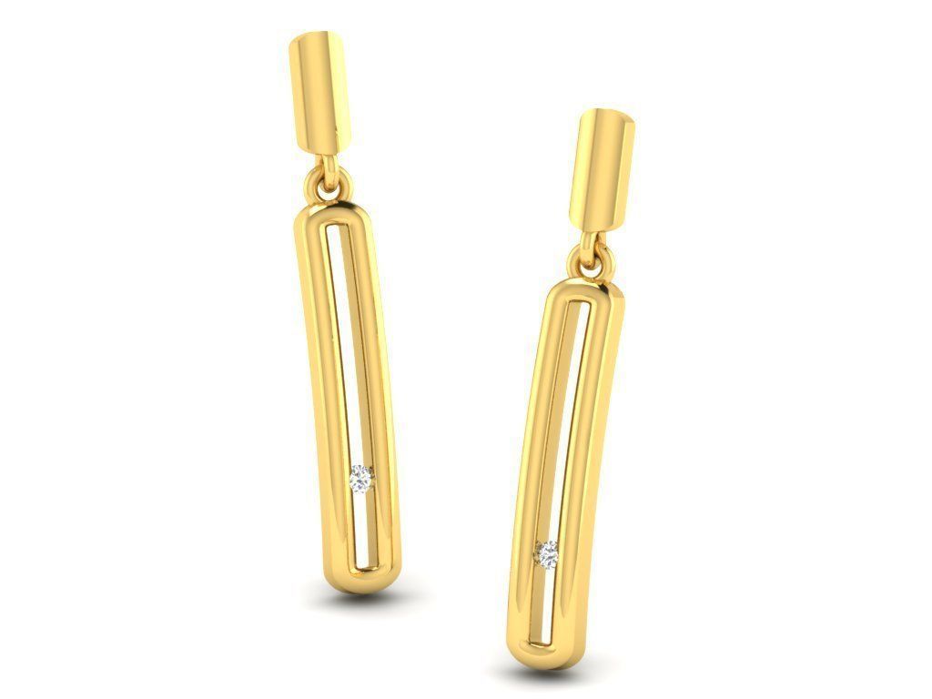 Earrings Collection pair of gold with diamonds 3D print model_17