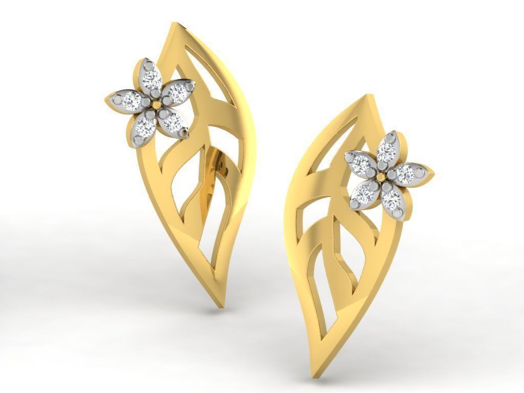 Earrings Collection pair of gold with diamonds 3D print model_87