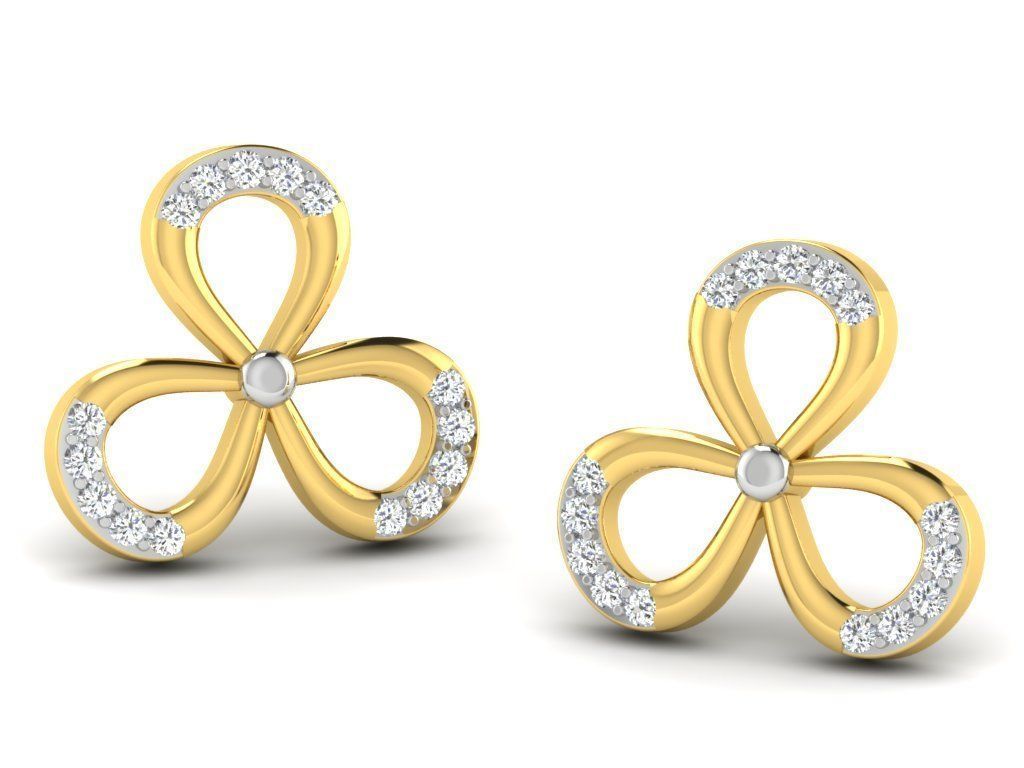 Earrings Collection pair of gold with diamonds 3D print model_95