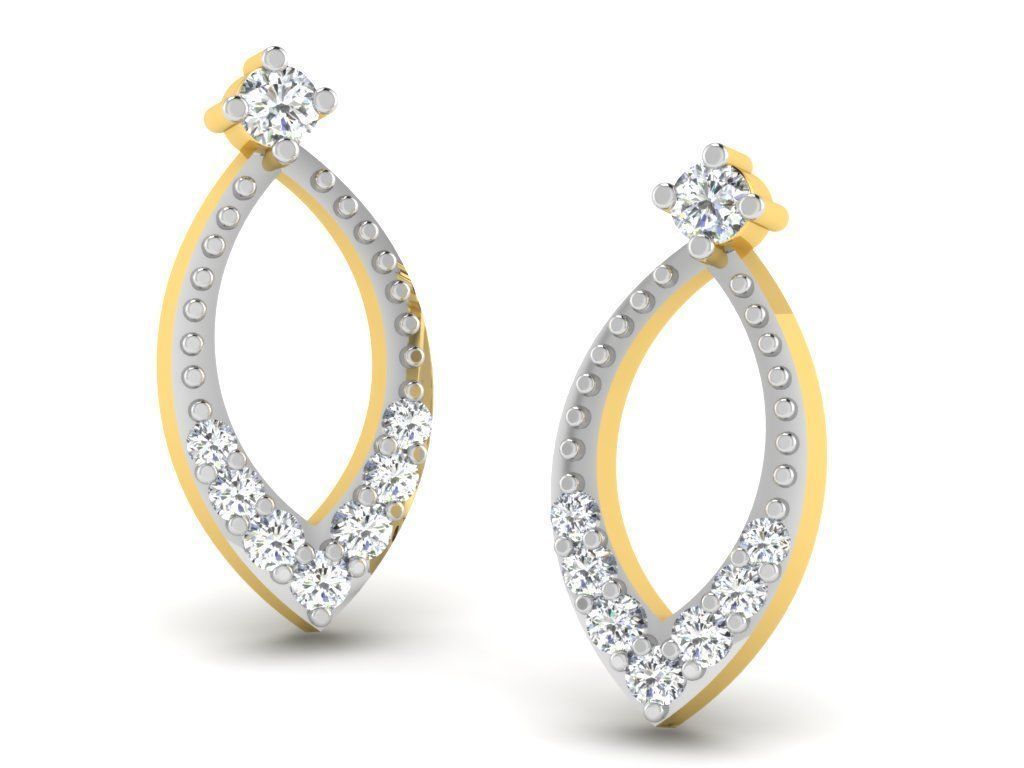 Earrings Collection pair of gold with diamonds 3D print model_69