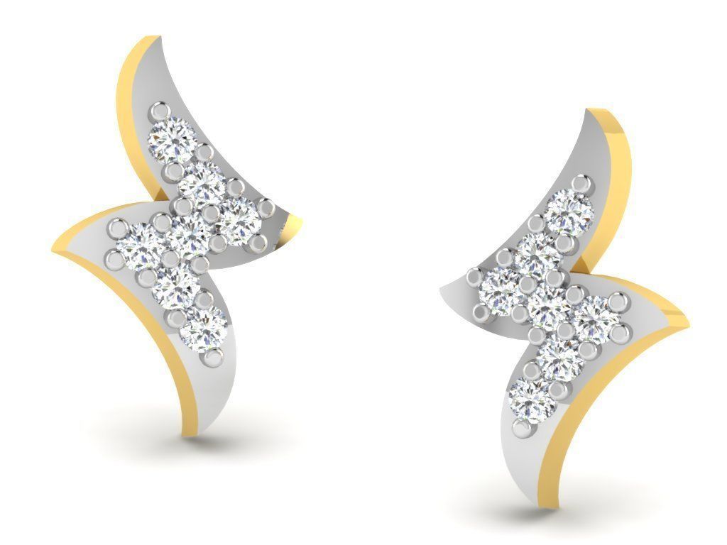 Earrings Collection pair of gold with diamonds 3D print model_47