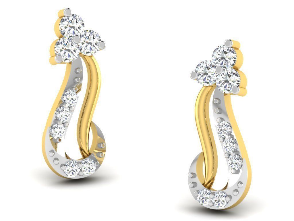 Earrings Collection pair of gold with diamonds 3D print model_42