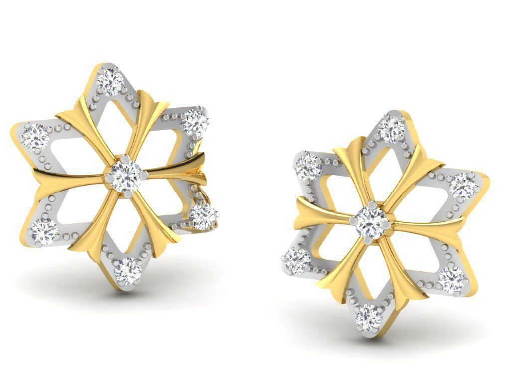 Earrings Collection pair of gold with diamonds 3D print model_76