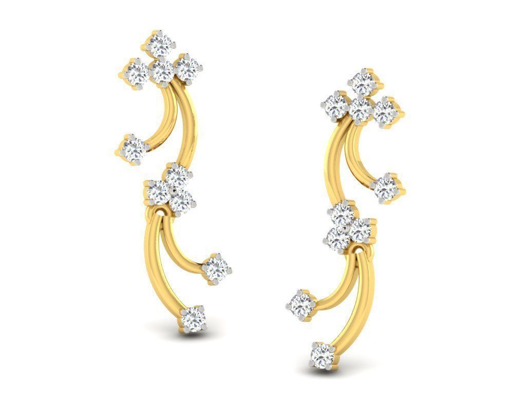 Earrings Collection pair of gold with diamonds 3D print model_10
