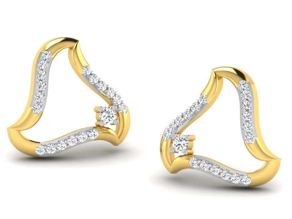Earrings Collection pair of gold with diamonds 3D print model_92