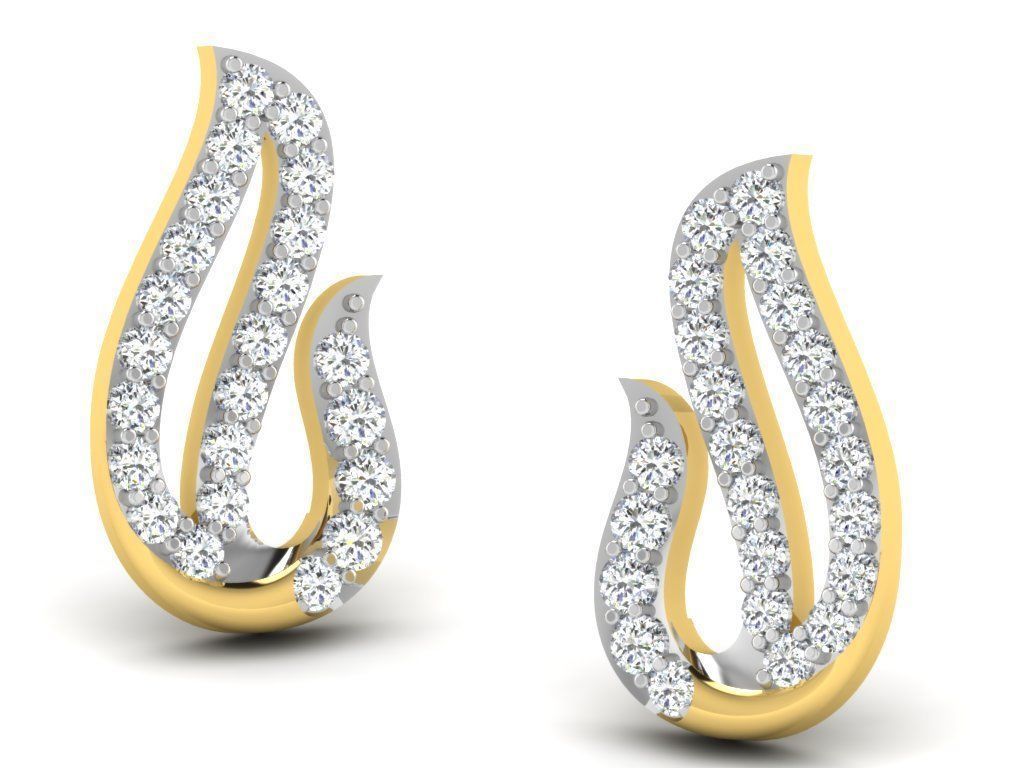 Earrings Collection pair of gold with diamonds 3D print model_61