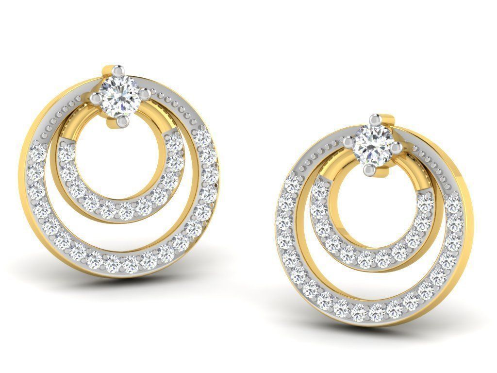 Earrings Collection pair of gold with diamonds 3D print model_62