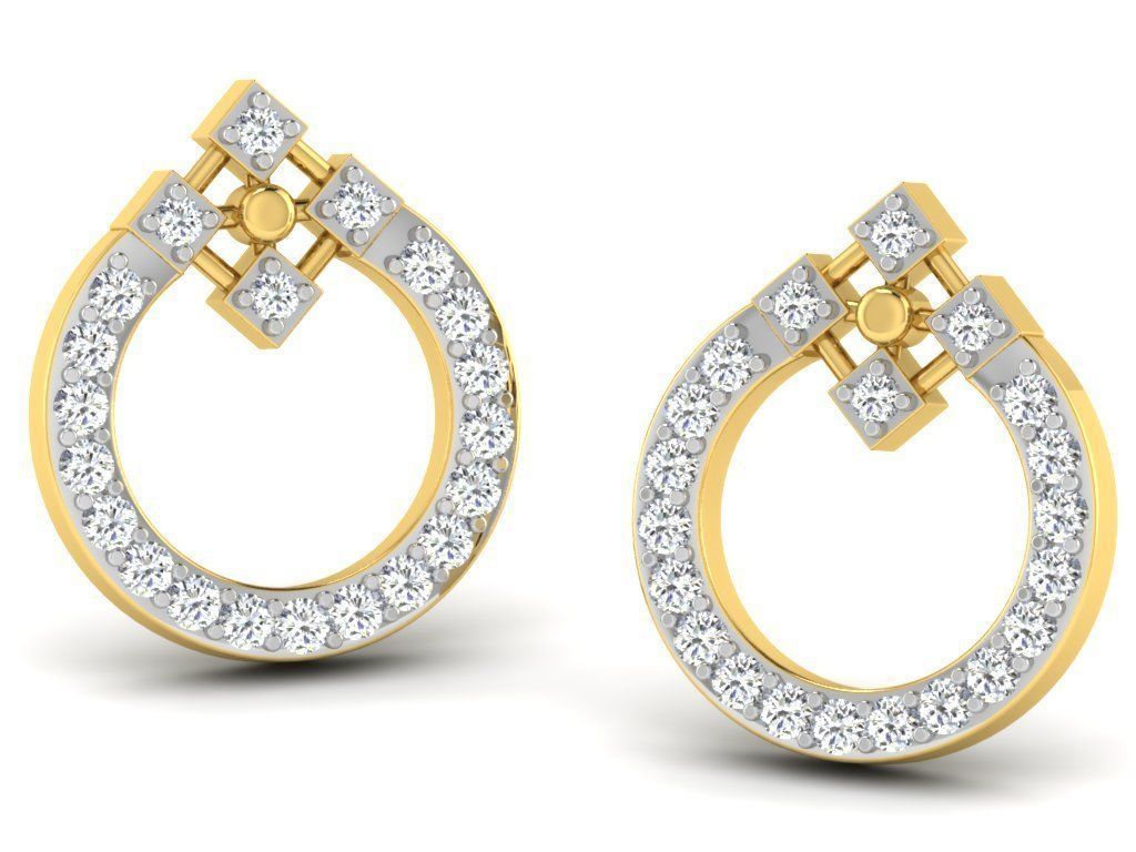 Earrings Collection pair of gold with diamonds 3D print model_88