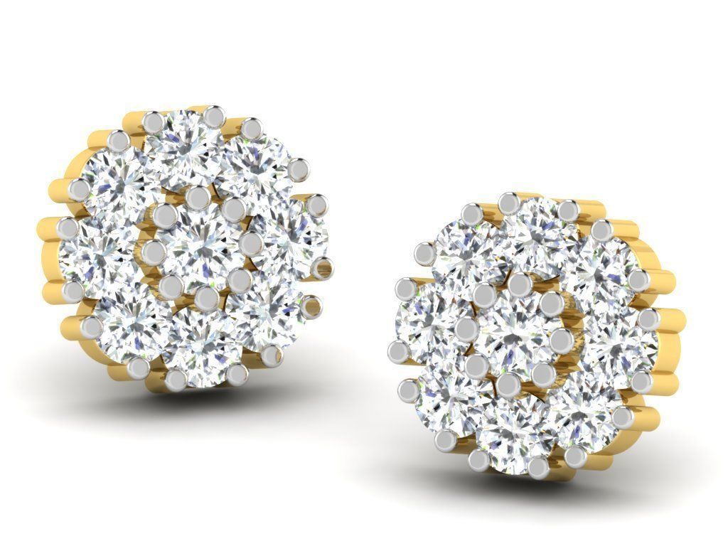 Earrings Collection pair of gold with diamonds 3D print model_20