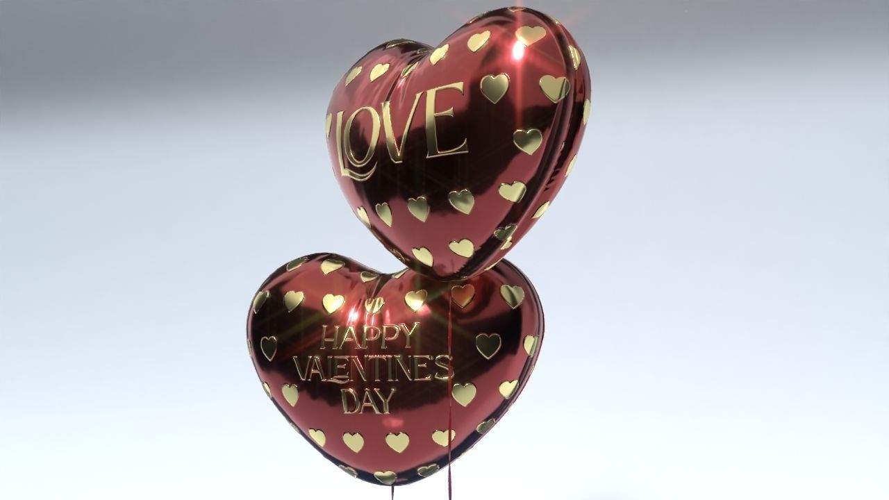 Heart shaped Balloon for Valentines Day Low-poly 3D model_3