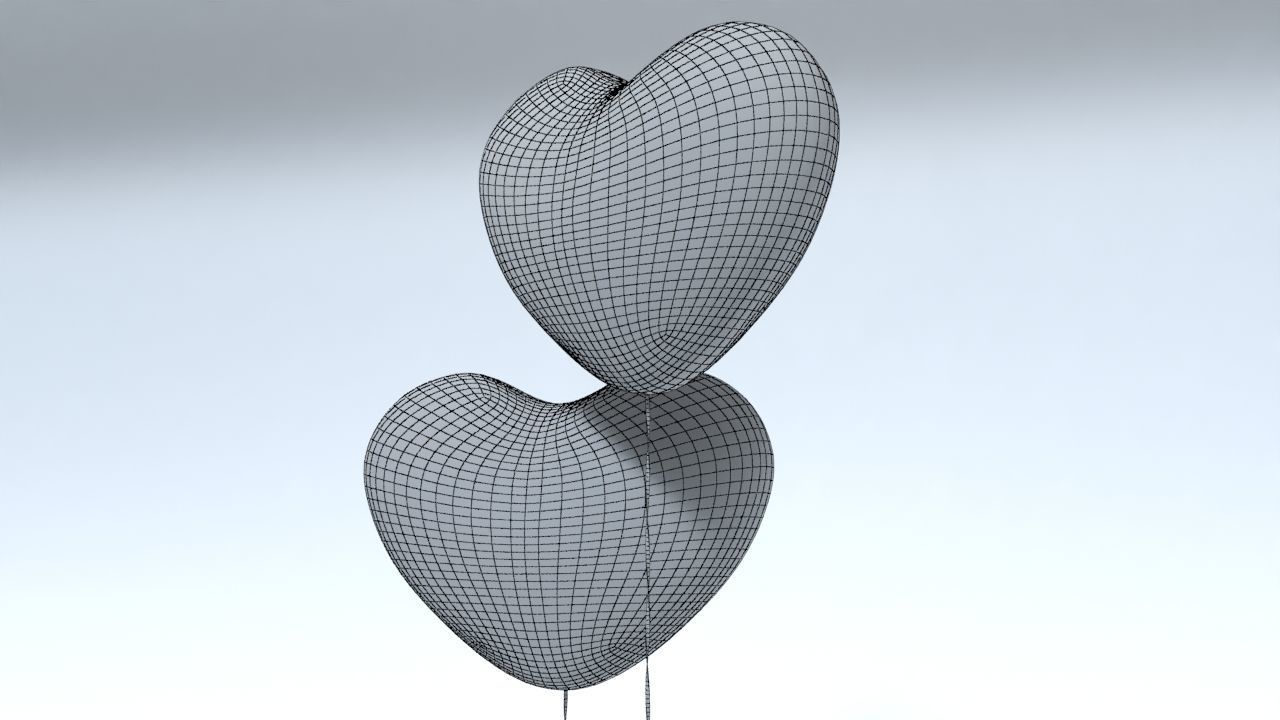 Heart shaped Balloon for Valentines Day Low-poly 3D model_4