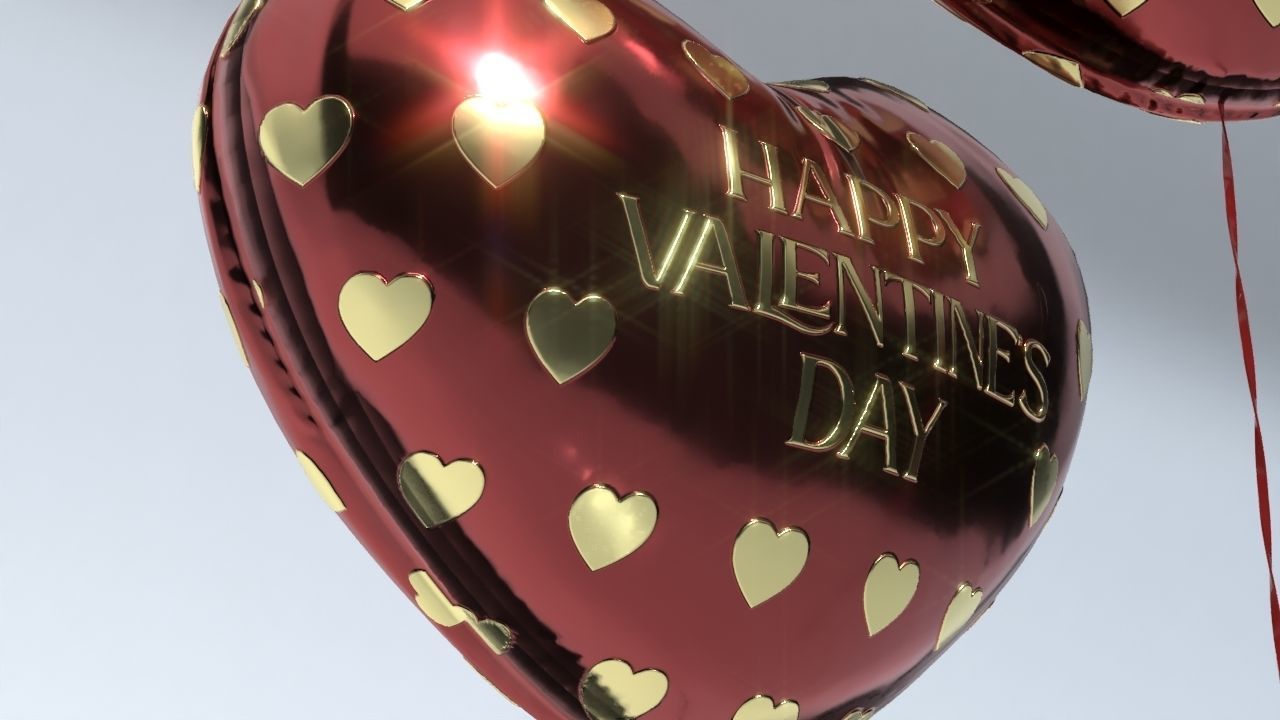 Heart shaped Balloon for Valentines Day Low-poly 3D model_11