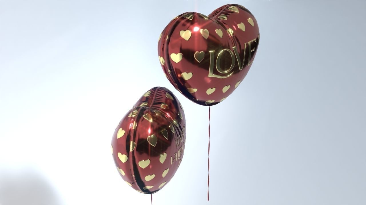 Heart shaped Balloon for Valentines Day Low-poly 3D model_9