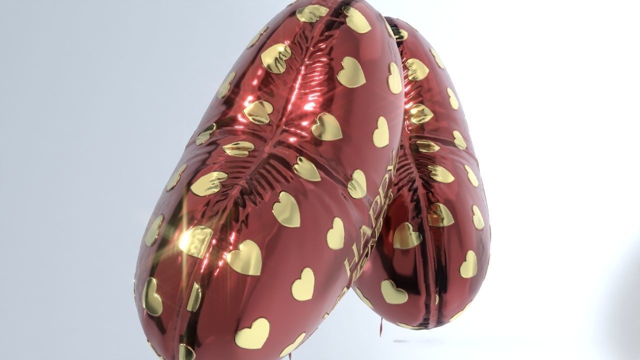 Heart shaped Balloon for Valentines Day Low-poly 3D model_15